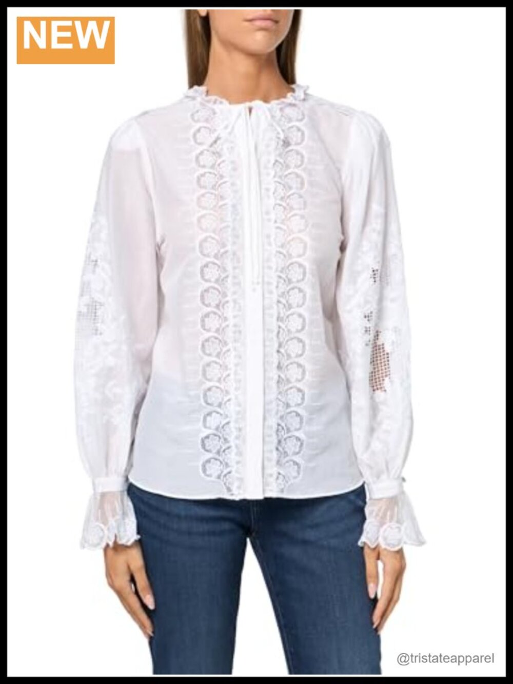 Kobi Halperin Lacey Blouse Long Sleeve Floral Silk Cotton Womens Top